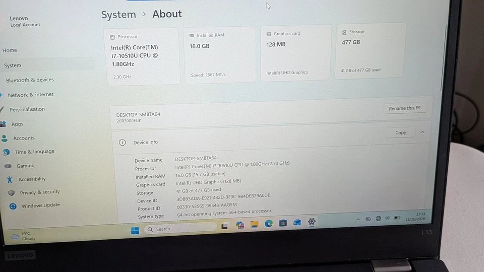 Lenovo ThinkPad L13 G1 · i5-10210U · 8GB · 256GB, photo 3 of 5