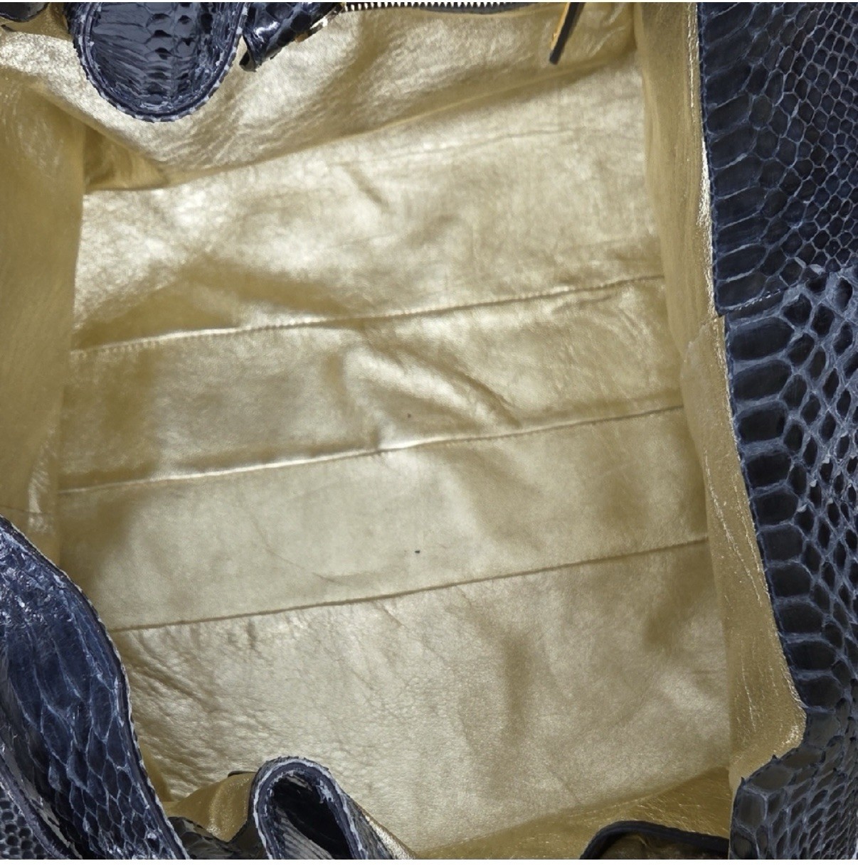 Vtg Michael Kors Genuine Python Large Satchel Nav… - image 11