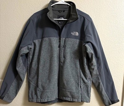 The North Face Men's Gray Full Zip Jacket, Stand-Up Collar, Logo, Size M