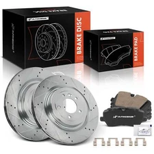 A-Premium Drilled Brake Rotor & Ceramic Brake Pads Rear for Land Rover Range