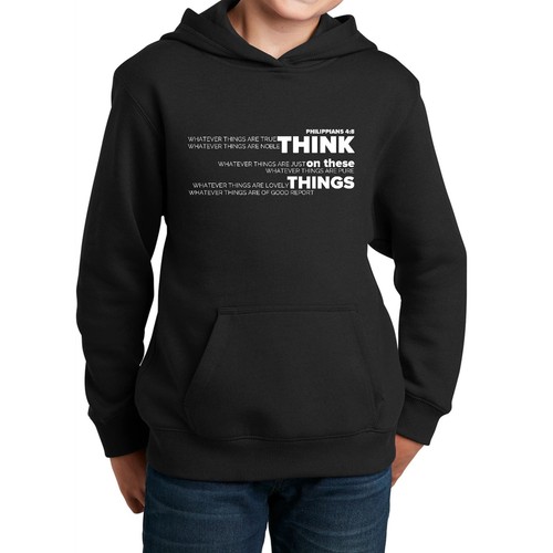 Youth Long Sleeve Hoodie Think on these Things - Picture 8 of 20