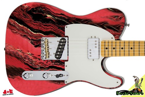Guitar Skin Wrap Axe Reface - 80er rot schwarz Bowlingkugel Marmor 183 - Bild 21 von 71