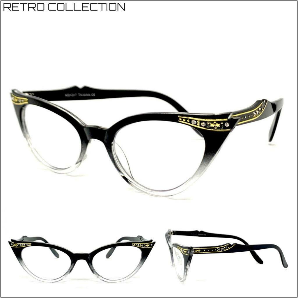 Lunettes De Vue Rétro Kartell Œil De Chat - Monture Transparente/noire - Neuf Avec étiquettes - Italie