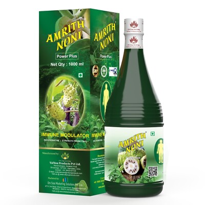 Amrith Noni Power Plus Juice 1L Organic Antioxidant Immunity Booster with Amla