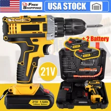 Cordless Brushless Impact Driver Hammer Drill Combo Kit with 2 Battery & Charger