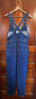 Vintage Lee Womens Denim Bib Overalls Button Front Taper Leg Size