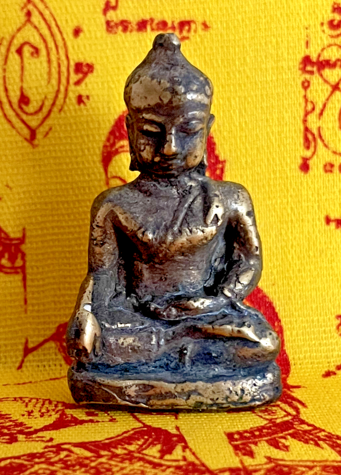 Khmer Buddha Taken Warning La Earth Talisman Amulet Bronze Cambodia