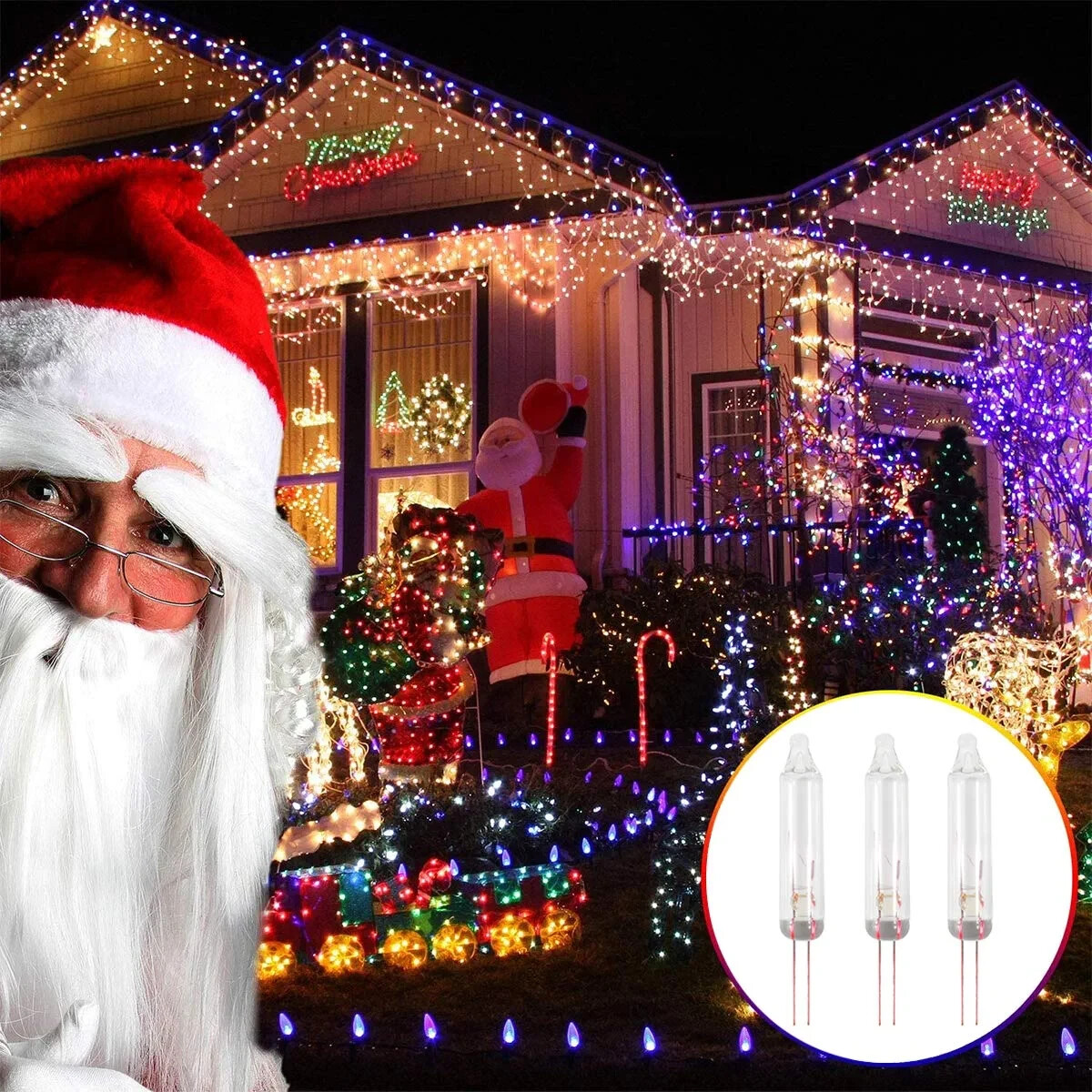 2.5 Volt Mini Christmas Tree Light Bulbs Clear Glass Replacement Light