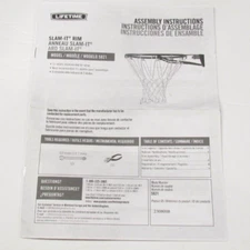Lifetime Slam-It Basketball Goal Rim 5821 Replacement Assembly Instructions Only