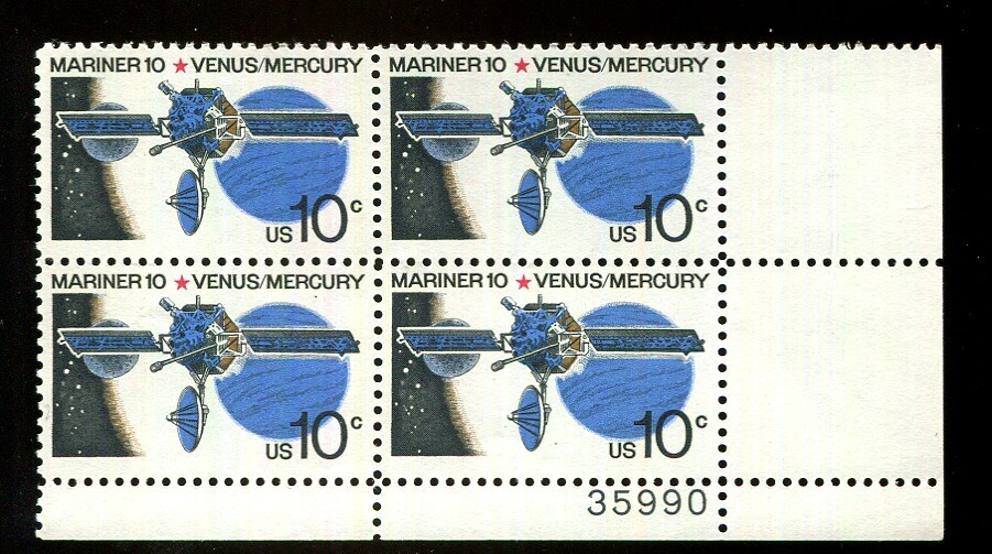 US Plate Block MNH # 1557 10c Mariner 10 * Venus 35990 LR, 7c777