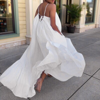 Plus Size Women Sleeveless Casual Beach Maxi Tank Dress Holiday Swing  Sundress | eBay