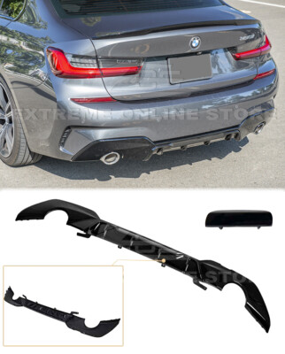 GLOSSY BLACK Rear Bumper Diffuser For 19-Up BMW G20 330e 330i M-Performance