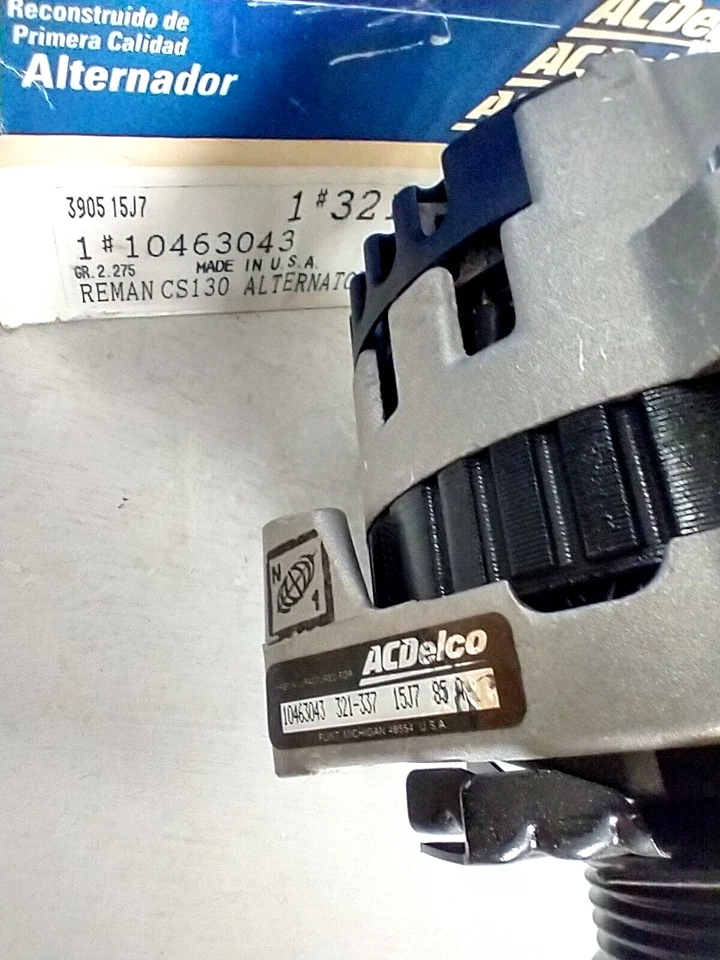 Alternador con Ventilador y Polea 85A, CS130 ACDELCO GM OE 321-337 Reman (Hecho en EE. UU.) Foto 2 de 4