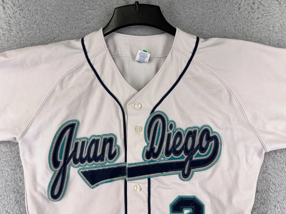 Camiseta Juan Diego Adulto Mediana Blanca Russell Atlética 100% Nylon #2 Abotonada Foto 4 de 4