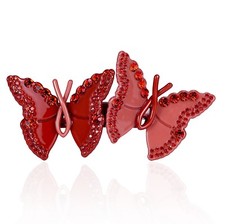 Butterfly Red Austrian Rhinestone Crystal Hair Clip Barrette Ponytail C7184R