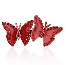 Butterfly Red Austrian Rhinestone Crystal Hair Clip Barrette Ponytail C7184R