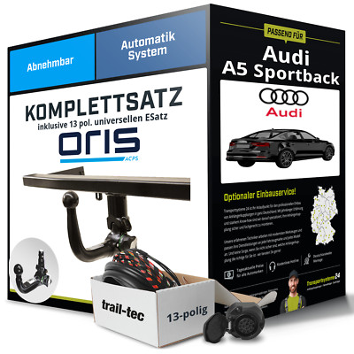 Anhängerkupplung ORIS abnehmbar für AUDI A5 Sportback +E-Satz Set