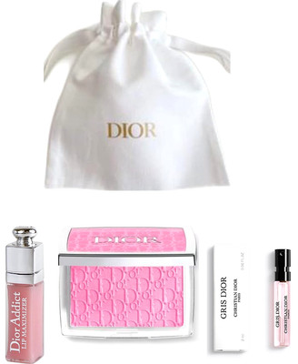 DIOR Set: FULL SIZE Rosy Glow Blush 001 + Miniature Gris Dior EDP/Lip Maximizer