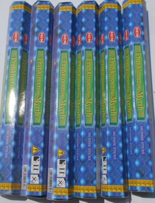 6 Pack. á 20 Stück RÄUCHERSTÄBCHEN Marke incense HEM Frankincense Myrrh Weihrauc