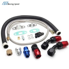 Turbo Charger Oil Drain Return Line Oil Feed Complete Kit Fit T3 T4 Gt35 T70 T66