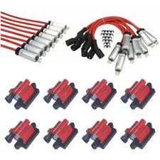 8Pack Square Ignition Coil & Spark Plug Wire For Chevy GMC 4.8/5.3/6.0/8.1L