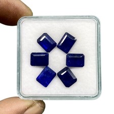 6 Pcs Natural Rich Blue Sapphire 8x6mm Octagon Cut Loose Gemstones Wholesale Lot