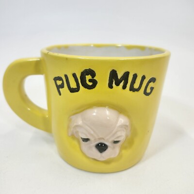 Pug Mug Hand Painted Studio Pottery 3D Cup Coffee Tea Dog Puppy Ceramic Custom