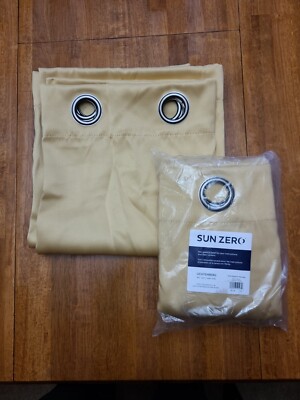 Sun Zero Barrow Energy Efficient Grommet Curtain Panel Pair Light Yellow 54''x54''