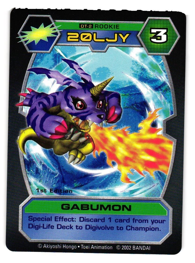 GABUMON DT-2 ROOKIE Digimon D Tector 2002 CCG Collectible Card
