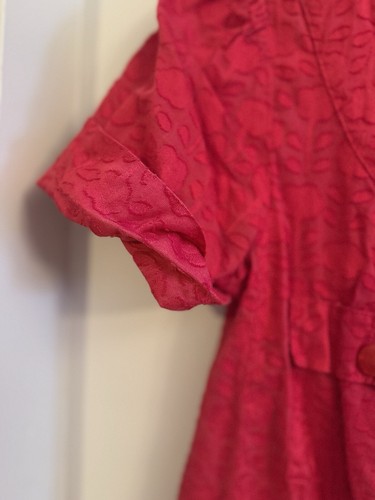 Marc By Marc Jacobs Women Size 6 Red Button Up Top Floral Jacquard Blouse - Picture 4 of 6