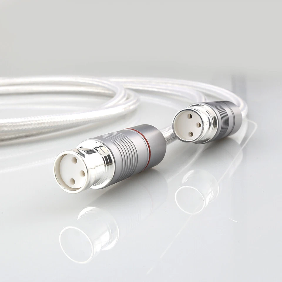 Pure Silver HIFI XLR Balanced Cable HiFi Microphone Interconnect Cord Audio Wire - Image 3 of 4