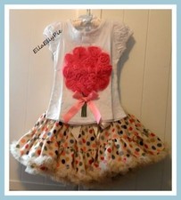 Polka Dotted Tutu Set 3t Fluffy Skirt 3D Flower Shirt Girls Pettiskirt Toddler