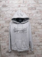 Superdry Womens Grey Hoodie with glittery Logo   Size 14