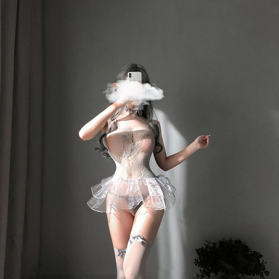 Sexy Women Maid Embroidery Perspective Lingerie Underwear Servant Classical Erot - Image 2 of 4