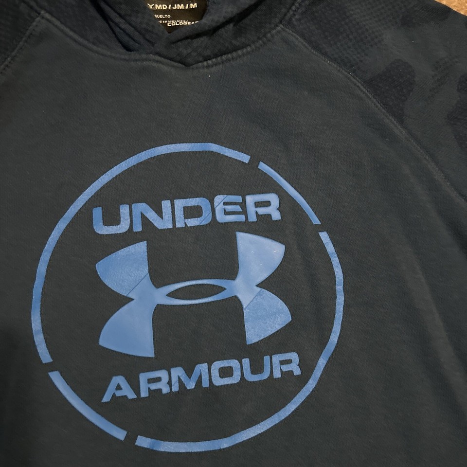 Youth Medium Under Armour Coldgear Blue Pullover Hoodie eBay