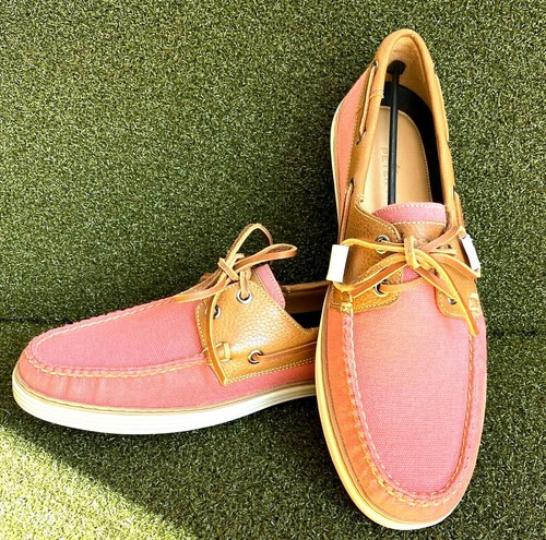 Peter Millar Guava Canvas \u0026 Tan Leather 