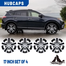 4 Pack 17" Wheel Covers Snap On Hubcap Silver & Black for 2013-2018 Toyota RAV4