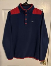 Vineyard Vines 1/4 Snap Fleece Pullover Boys Size L 16 Blue/ Red