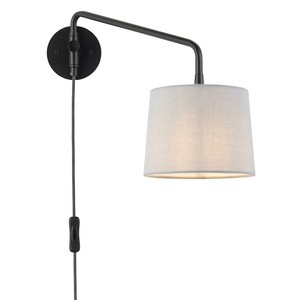 Endon 79500 Carlson Plug In Wall Light Switched 1 Light Matt Black