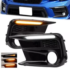 For Subaru WRX STI 18-21 Switchback Sequential LED DRL Fog Light Cover Kit Bezel