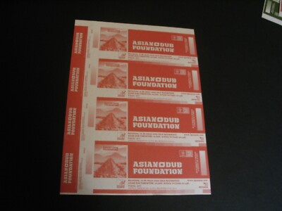 ASIAN DUB FOUNDATION SET 4 TICKETS PROMOTER PROOFS NOT NUMBERED BARCELONA 05