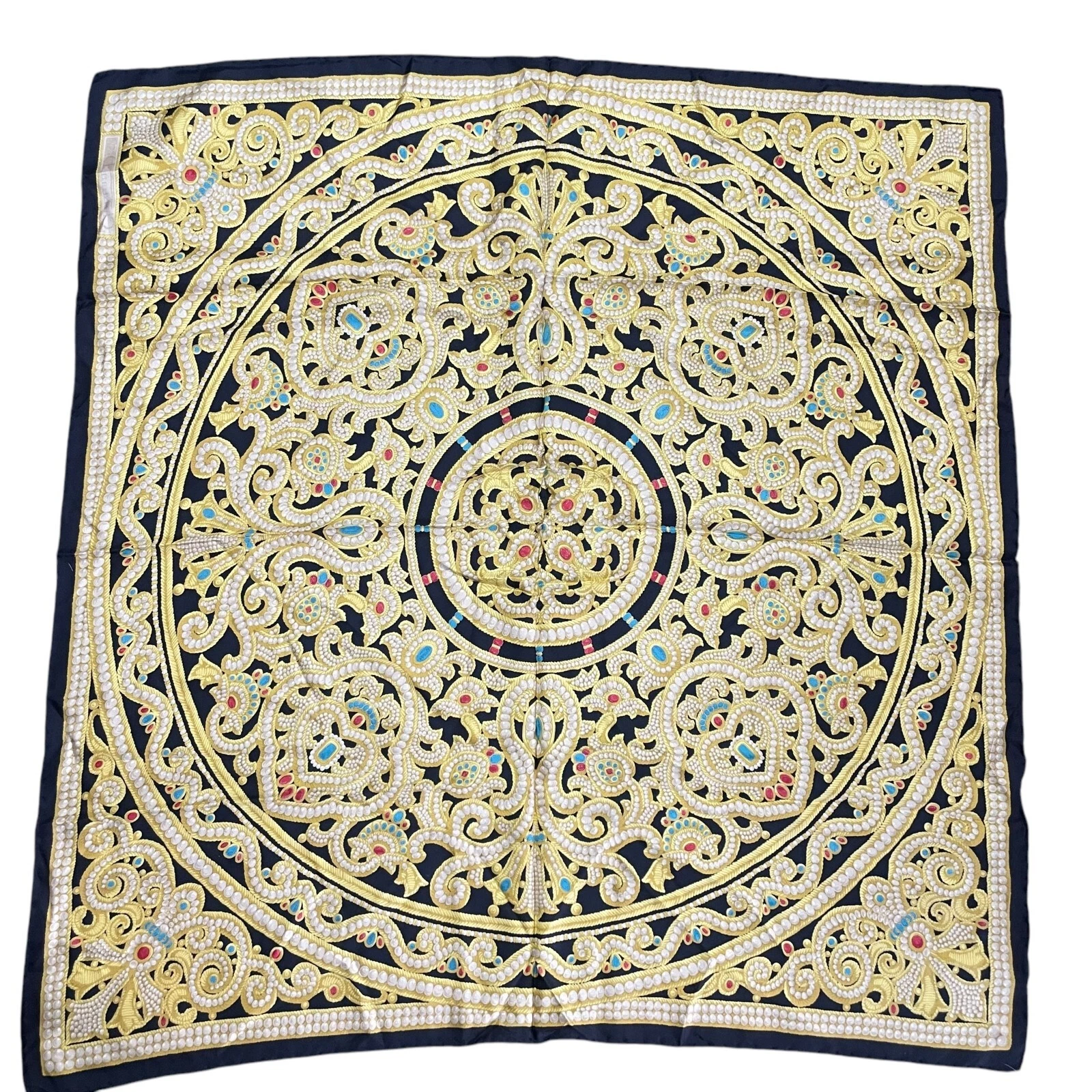 Foulard Dior grande soie 100% or noir fl,28 en authentique