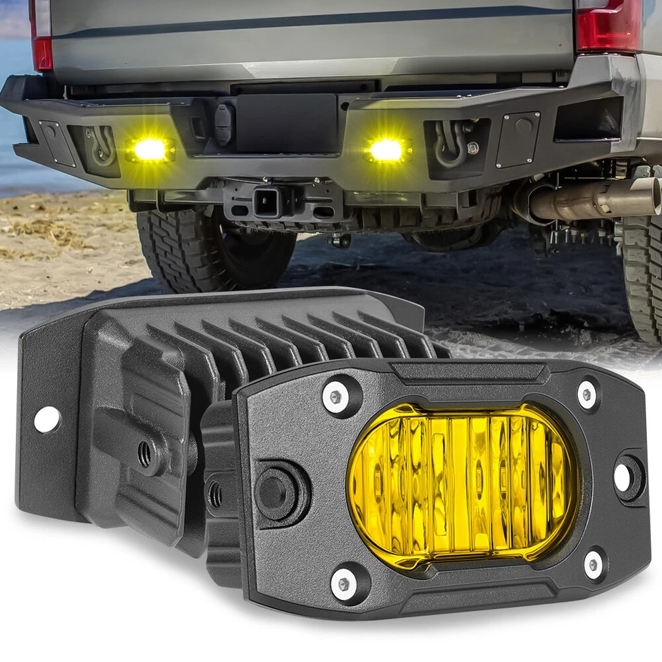 For 2017-2025 Honda Ridgeline Flood Diffused Amber Rectangle LED Lights Pair 40W - Изображение 2 из 4