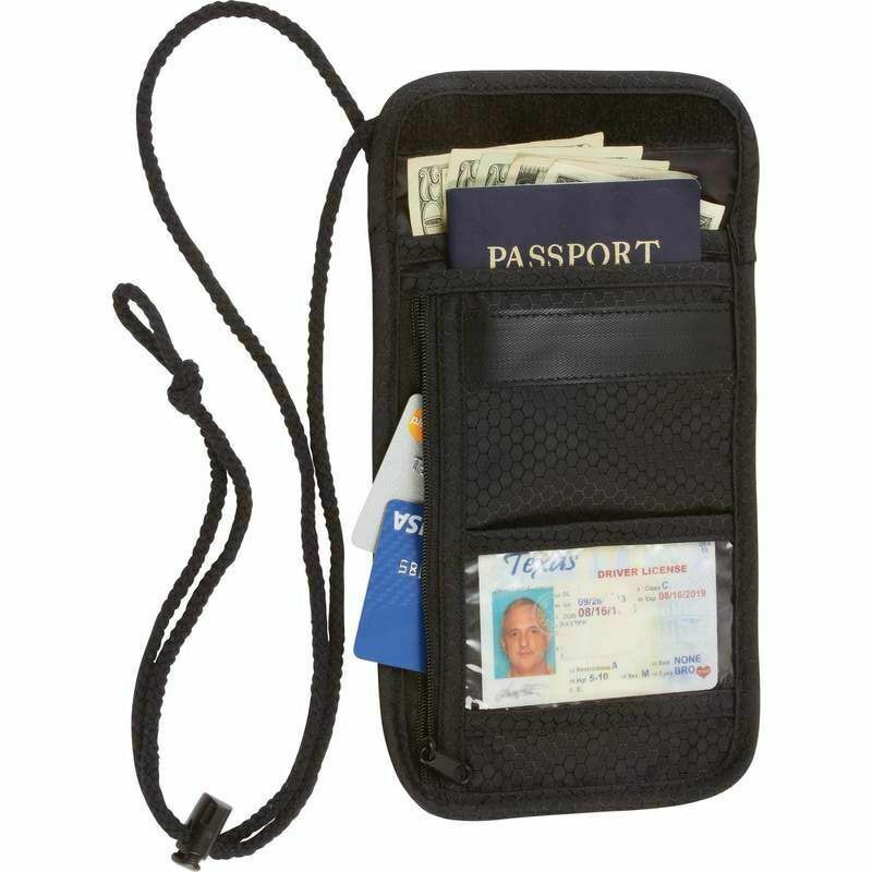Travel Passport Security Neck Lanyard Wallet, Transparent Window ID Card Holder