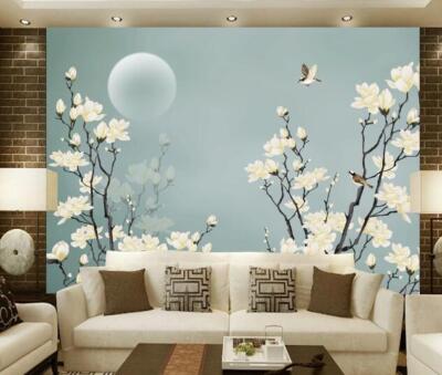 3D Flower Branch Bird 45148NA Wallpaper Wall Murals Removable Wallpaper Fay