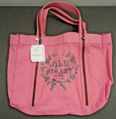 VINTAGE NEW JILL STUART NEW YORK PINK VELVET TRIM CANVAS TOTE BAG | eBay