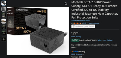 Montech BETA 2 650W Power Supply ATX 3.1 Ready