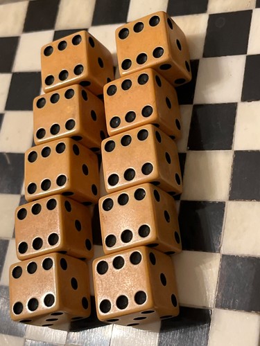 Old butterscotch bakelite 10 dice lot 5/8" 123125@