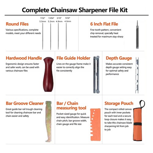 11PCS Chainsaw Sharpening File For Stihl Filing Kit Chain Grinding Saw ...