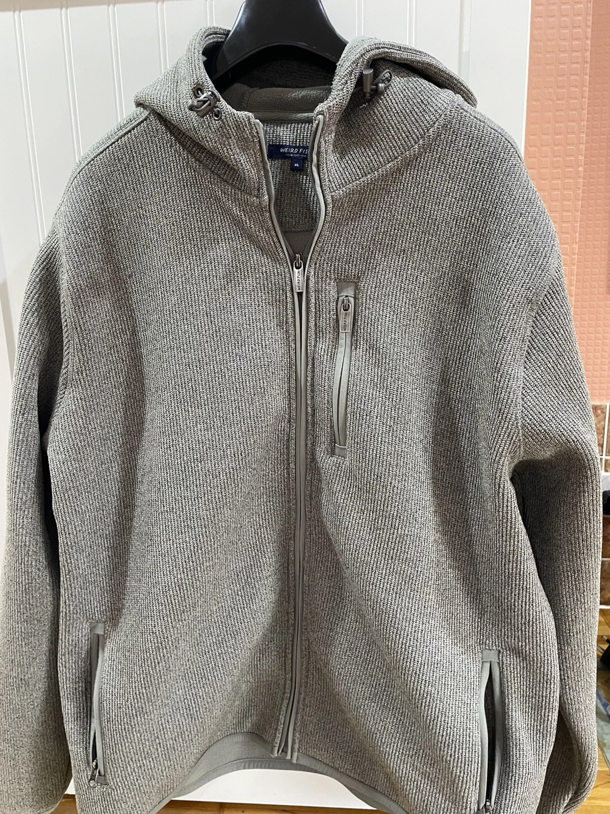 Mens Weird Fish Lockie Full Zip Bonded Fleece Hoodie size XL colour Limestone